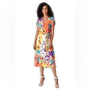 Water Washed Floral Print Georgette A-Line Shirtdress !SHORT SLEEVES)NO BELT